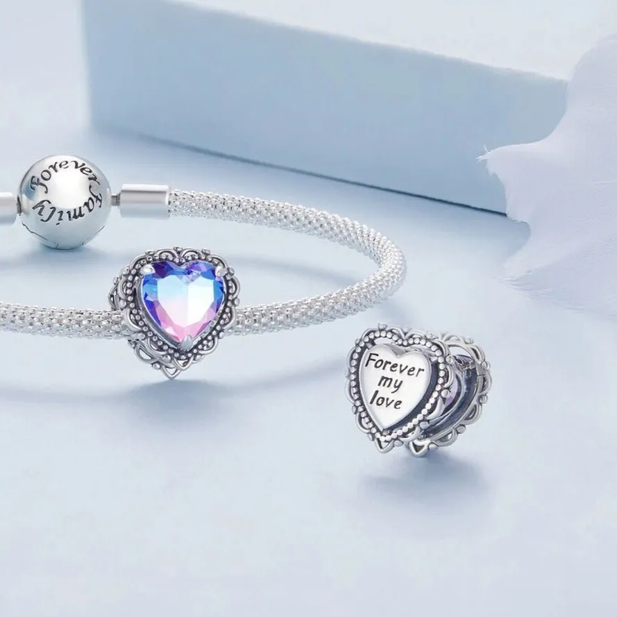 Heart-Shaped Charms with Colorful Diamond