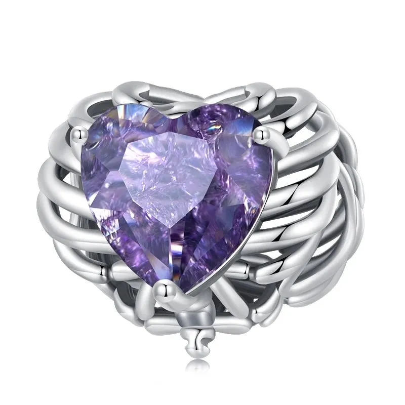 Heart-Shaped Charms with Colorful Diamond