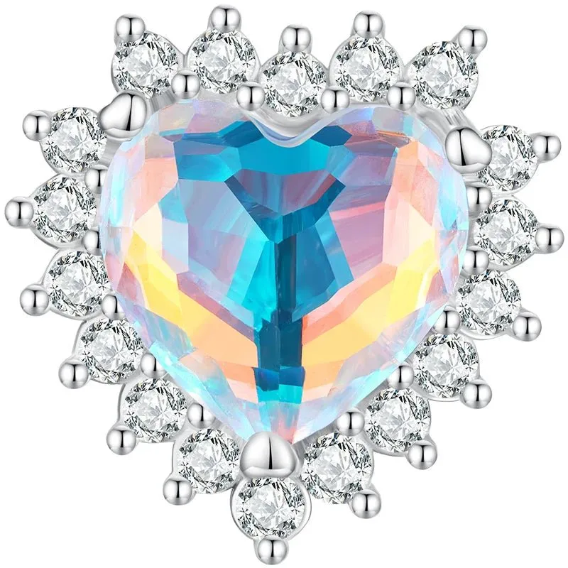 Heart-Shaped Charms with Colorful Diamond