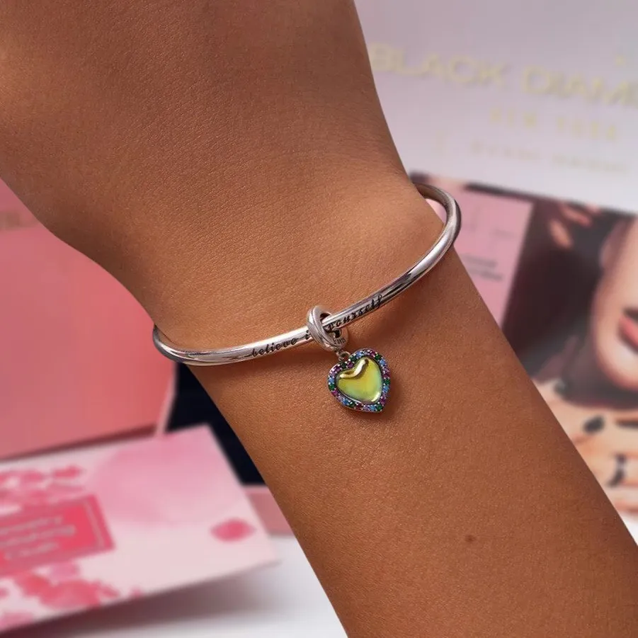 Heart-Shaped Charms with Colorful Diamond
