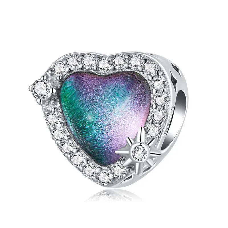 Heart-Shaped Charms with Colorful Diamond