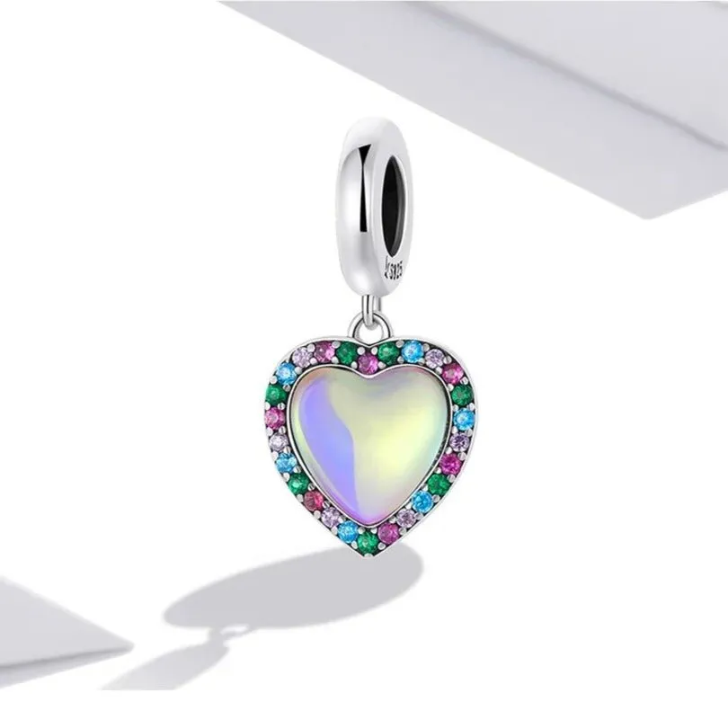 Heart-Shaped Charms with Colorful Diamond