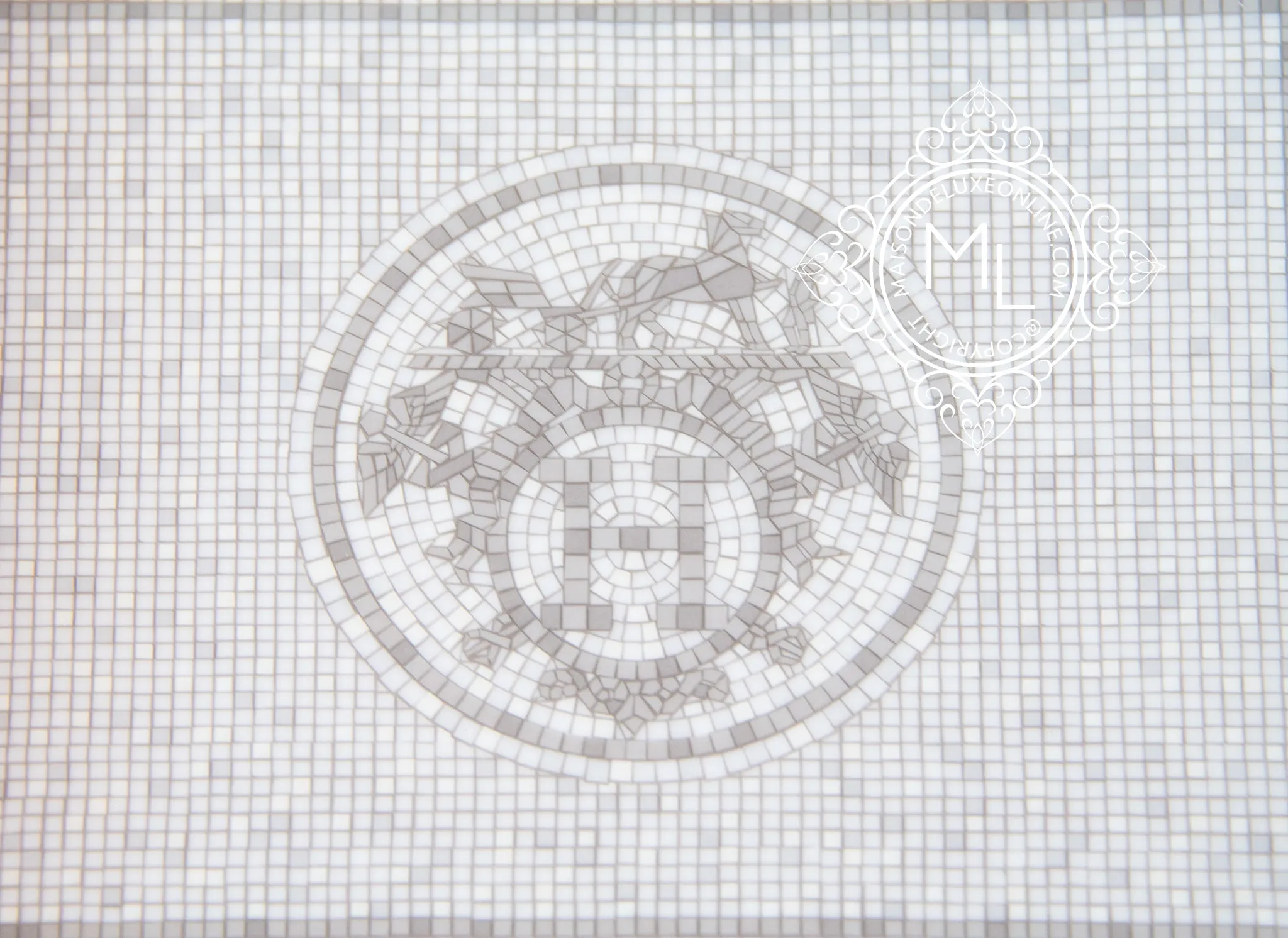 Hermes Classic Mosaique 24 Platinum Tray Ashtray