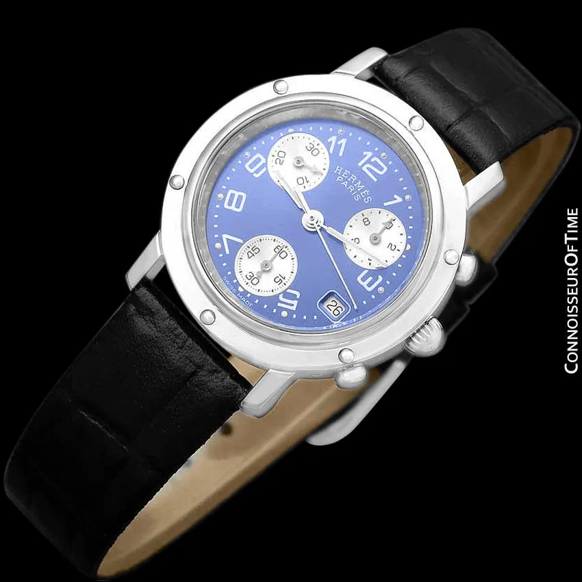 Hermes Ladies Unisex Clipper Chronograph Quartz Watch - Stainless Steel