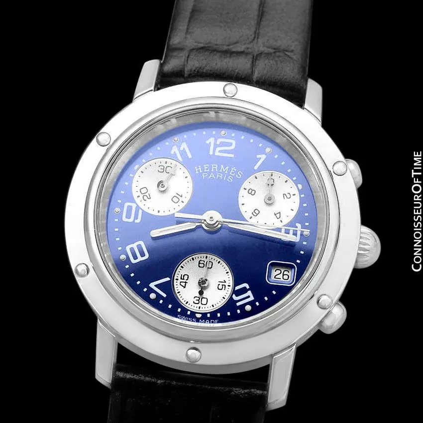 Hermes Ladies Unisex Clipper Chronograph Quartz Watch - Stainless Steel
