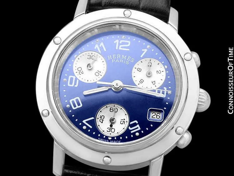 Hermes Ladies Unisex Clipper Chronograph Quartz Watch - Stainless Steel