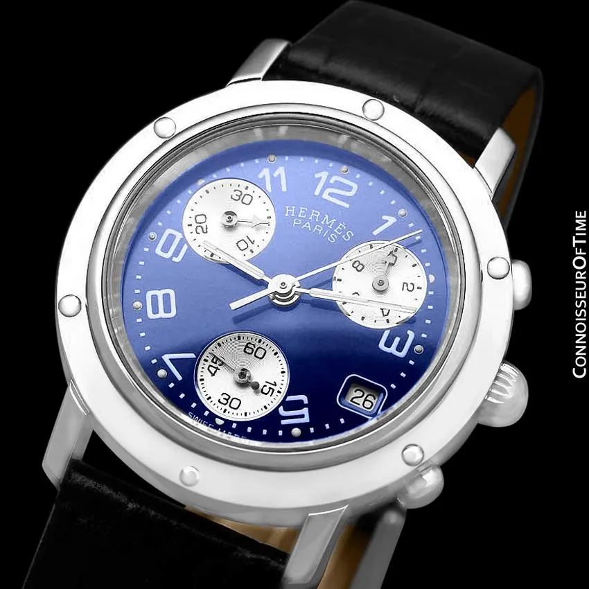 Hermes Ladies Unisex Clipper Chronograph Quartz Watch - Stainless Steel