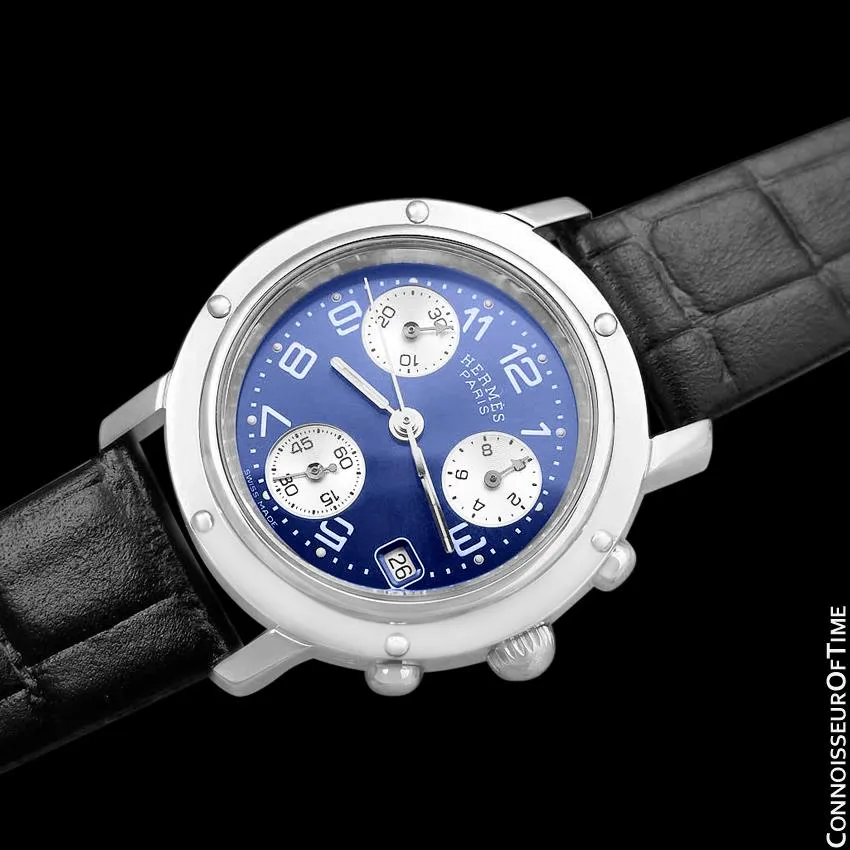 Hermes Ladies Unisex Clipper Chronograph Quartz Watch - Stainless Steel