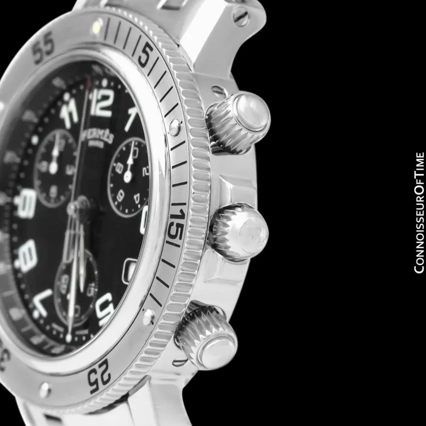 Hermes Mens Clipper Large Size Divers Chronograph Stainless Steel Watch - CL2.910