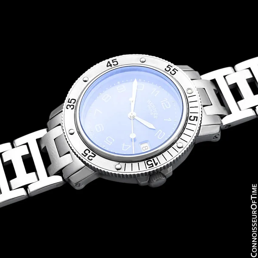 Hermes Mens Full Size Clipper Diver Quartz Watch - Stainless Steel