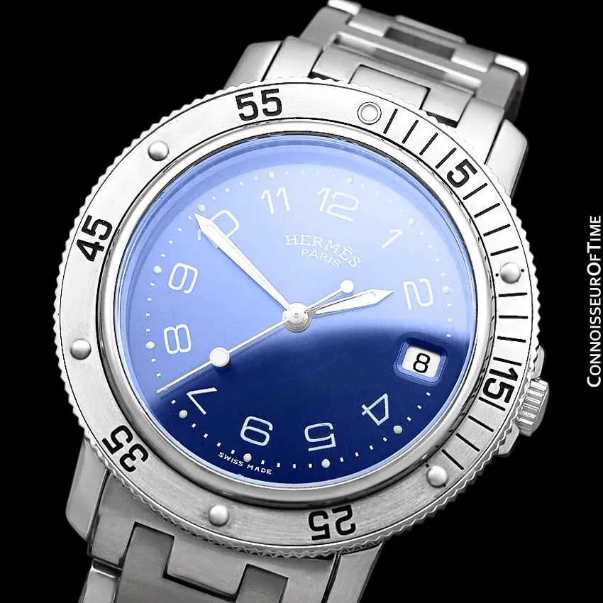 Hermes Mens Full Size Clipper Diver Quartz Watch - Stainless Steel