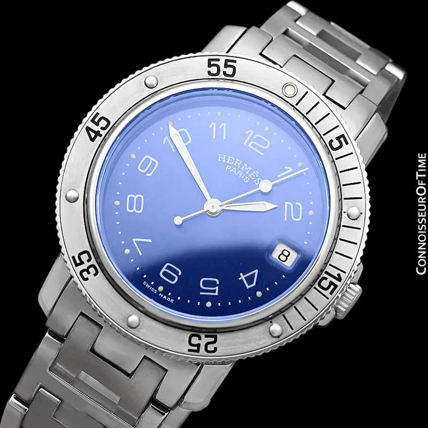Hermes Mens Full Size Clipper Diver Quartz Watch - Stainless Steel