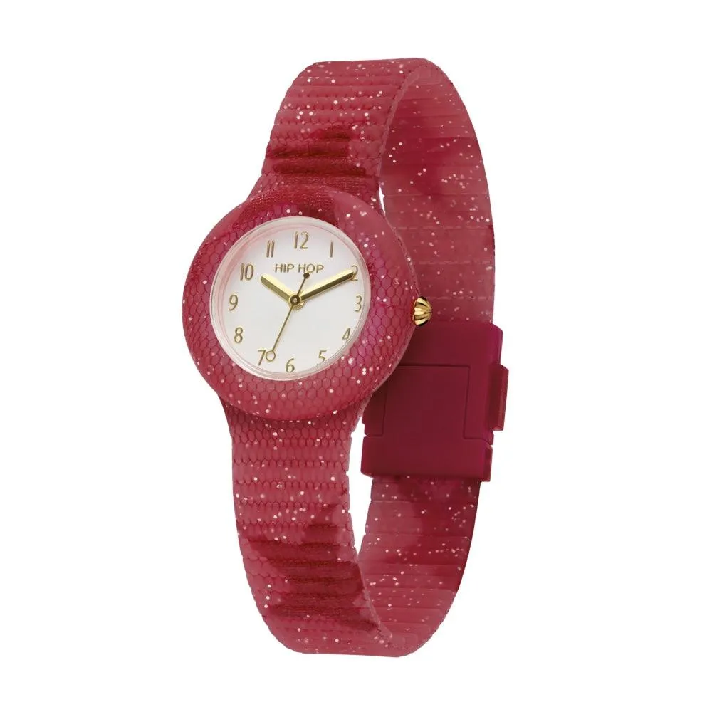Hip hop clock pink red star lace collection 32mm hwu1225