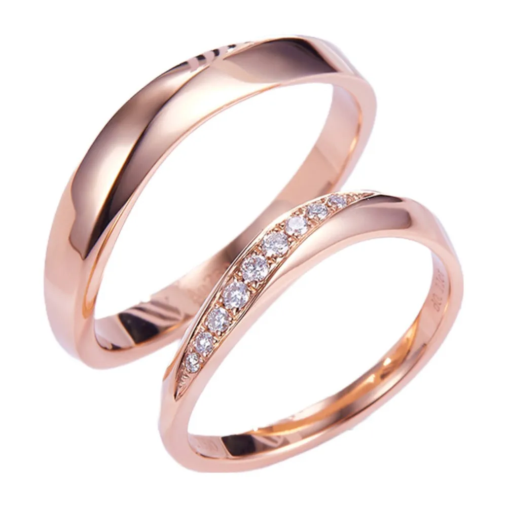 His And Hers Diamond Curved Wedding Ring Set