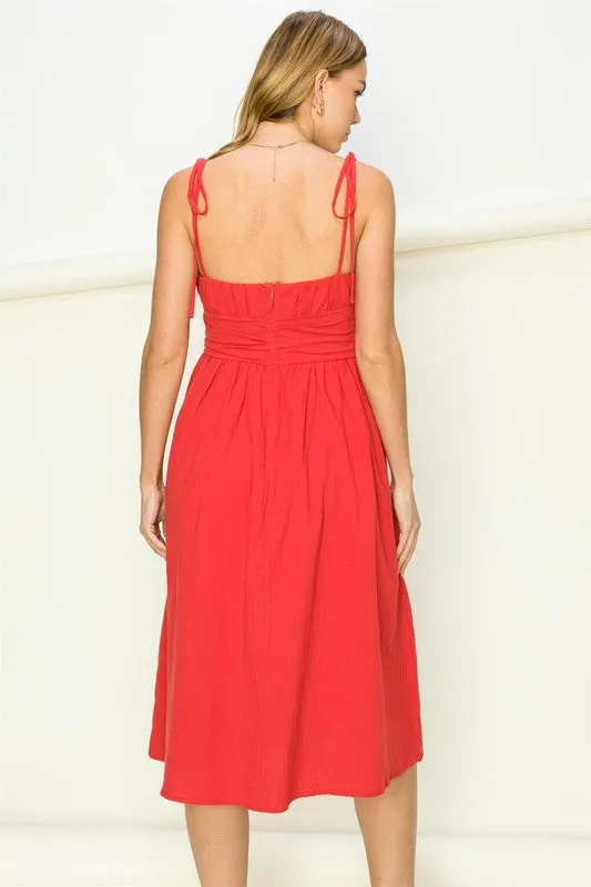 HYFVE Get a Clue Tie-Strap Midi Dress