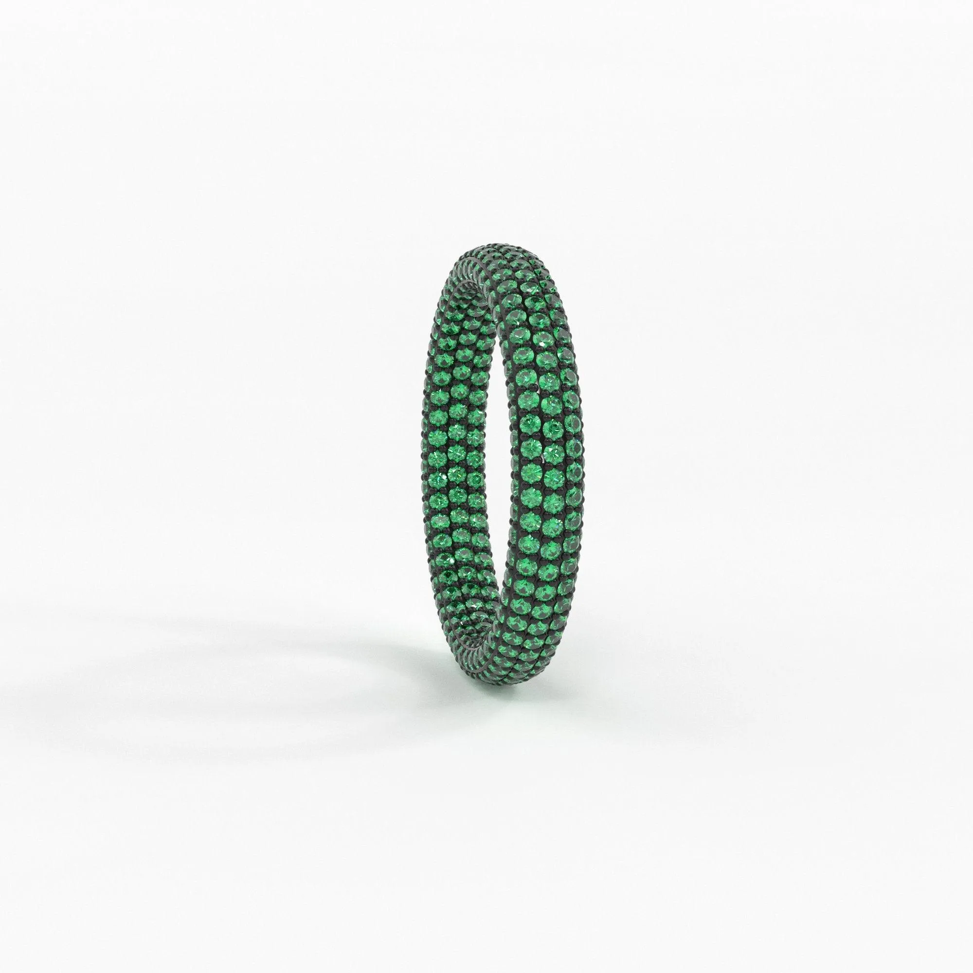 Inside Out Emerald Eternity Ring / Emerald Studded Luxury Ring / Green Emerald Band / Stackable Handmade Ring / Gemstone Eternity Band
