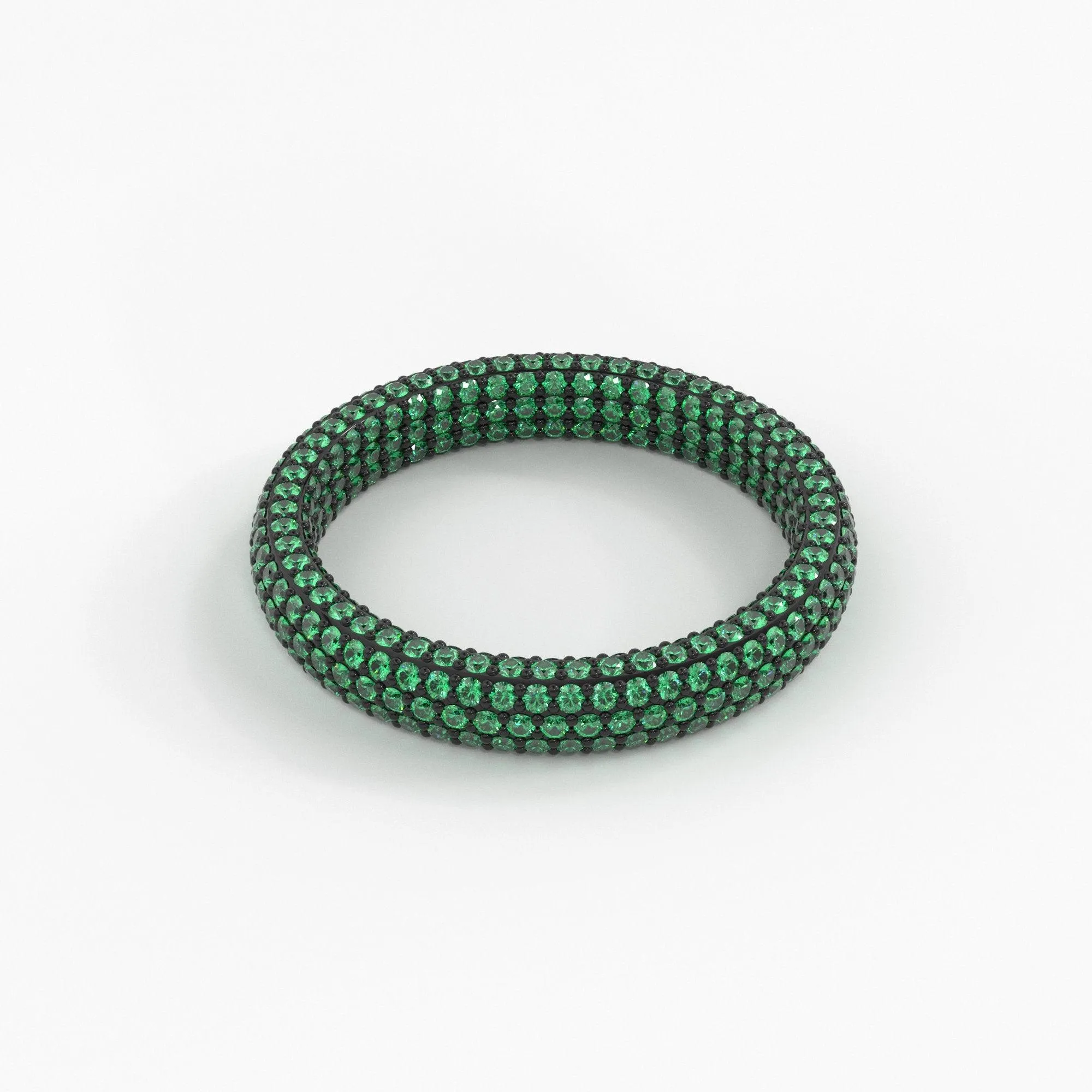 Inside Out Emerald Eternity Ring / Emerald Studded Luxury Ring / Green Emerald Band / Stackable Handmade Ring / Gemstone Eternity Band