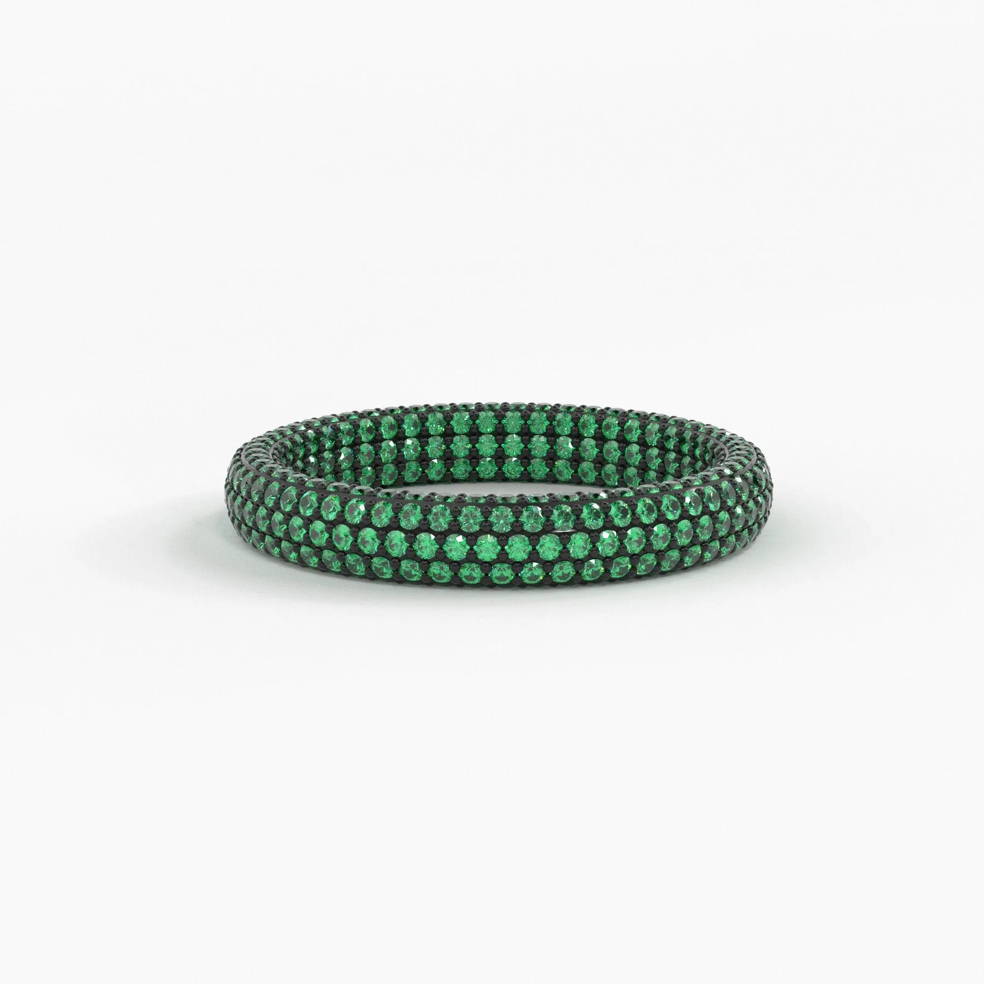 Inside Out Emerald Eternity Ring / Emerald Studded Luxury Ring / Green Emerald Band / Stackable Handmade Ring / Gemstone Eternity Band