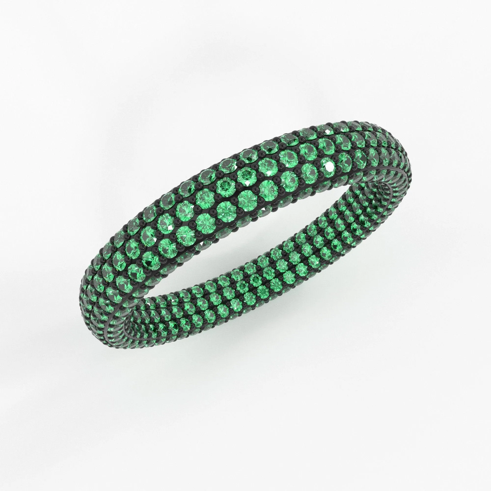 Inside Out Emerald Eternity Ring / Emerald Studded Luxury Ring / Green Emerald Band / Stackable Handmade Ring / Gemstone Eternity Band