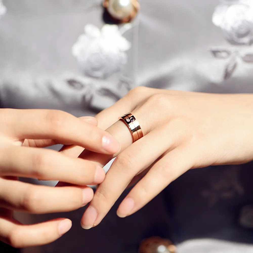 Interlocking Yin-Yang Diamond Puzzle Ring Set