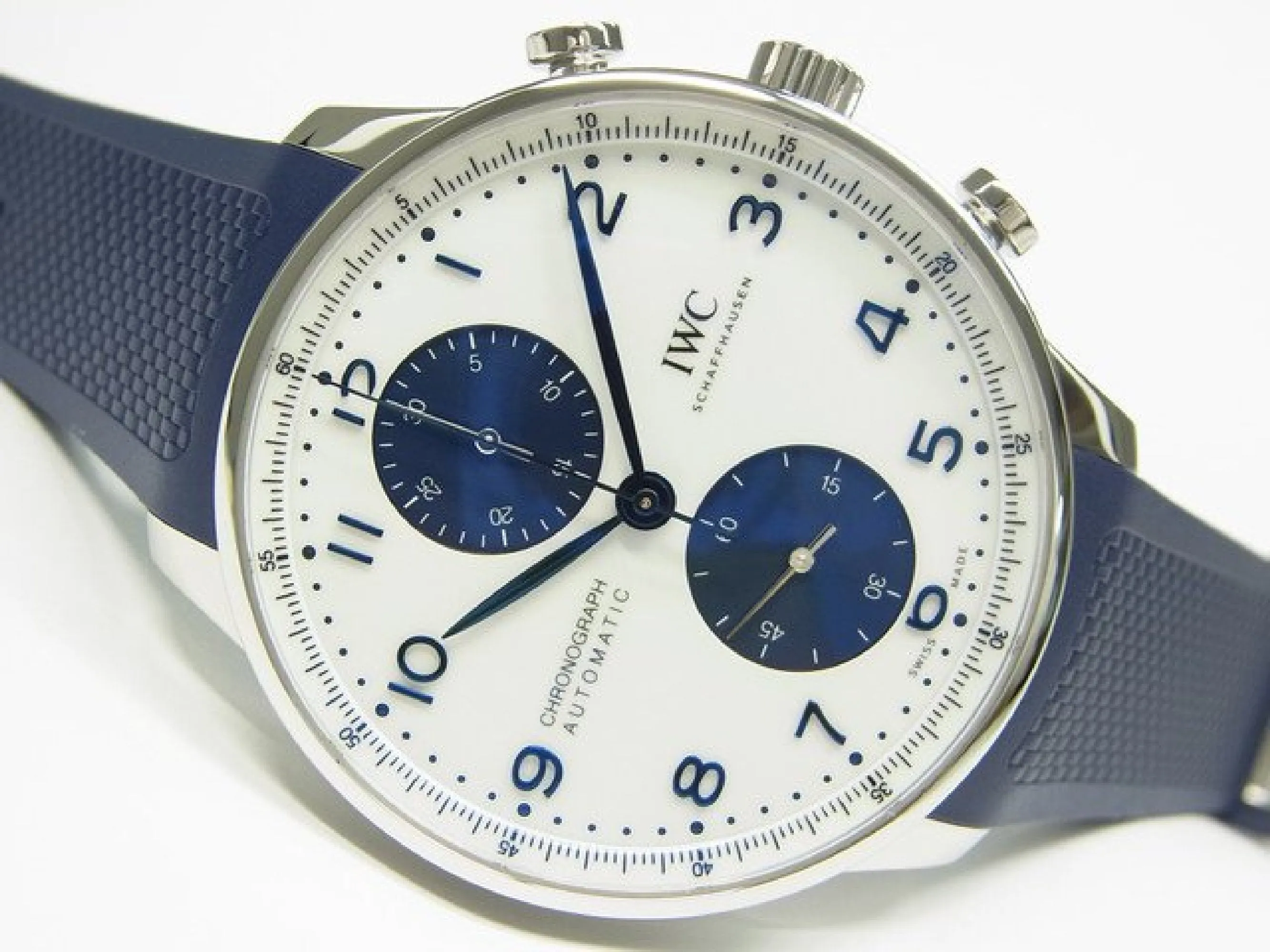 IWC Portugieser Chronograph white x blue IW371620 Genuine goods Mens 184072313