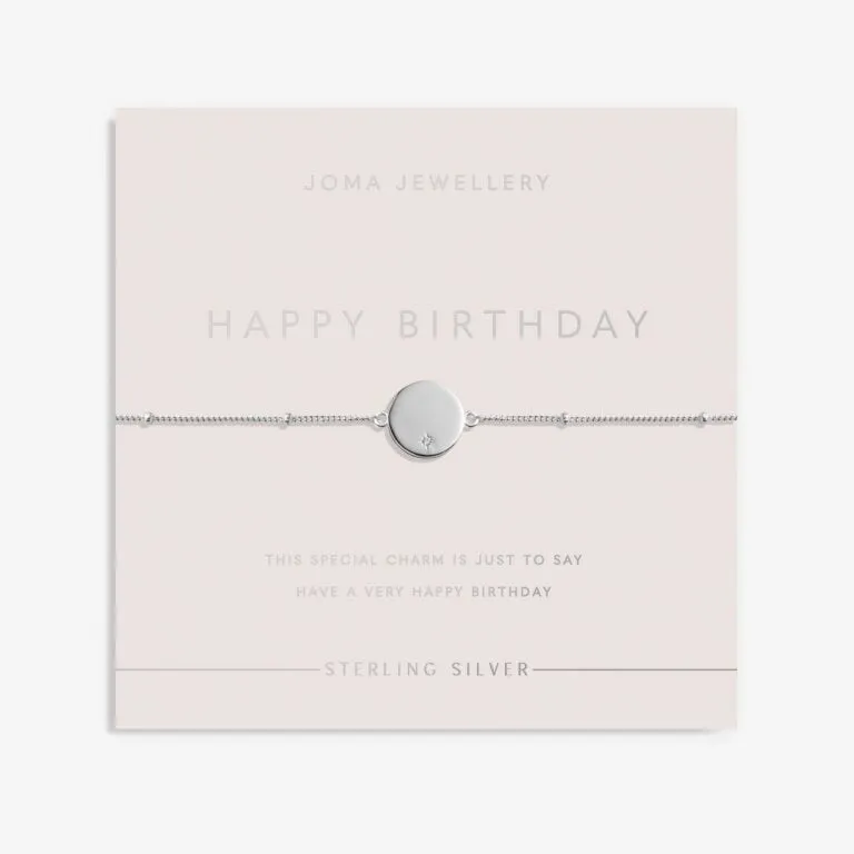 Joma Sterling Silver Happy Birthday Disc CZ Bracelet