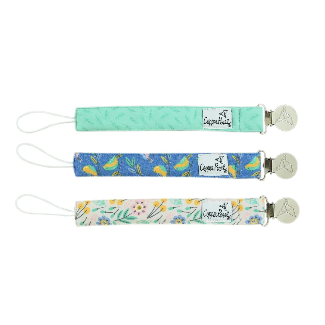 Knit Binky Clip 3 Pack- Birdie