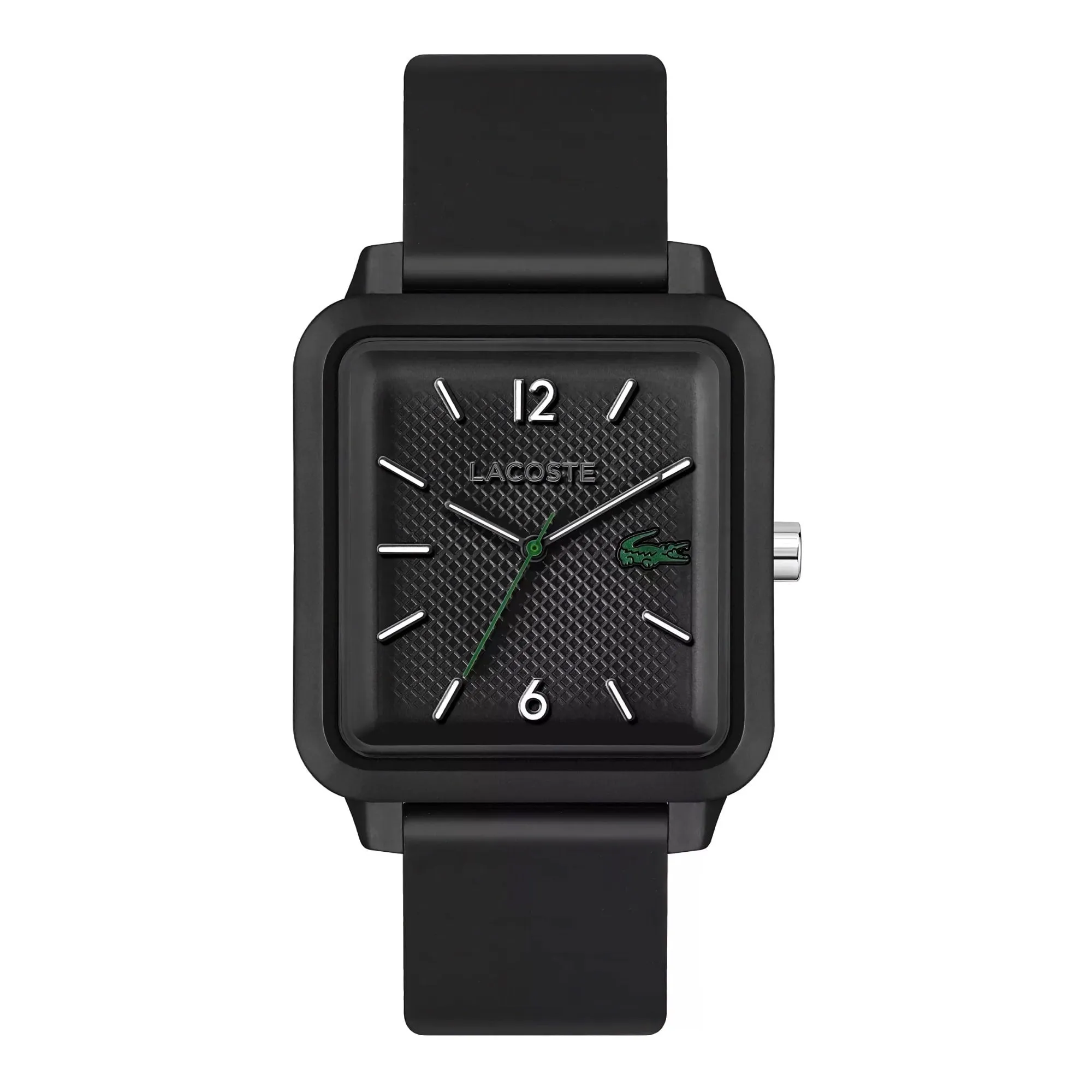 Lacoste.12.12 Studio 3 Hands Watch Black Silicone Strap