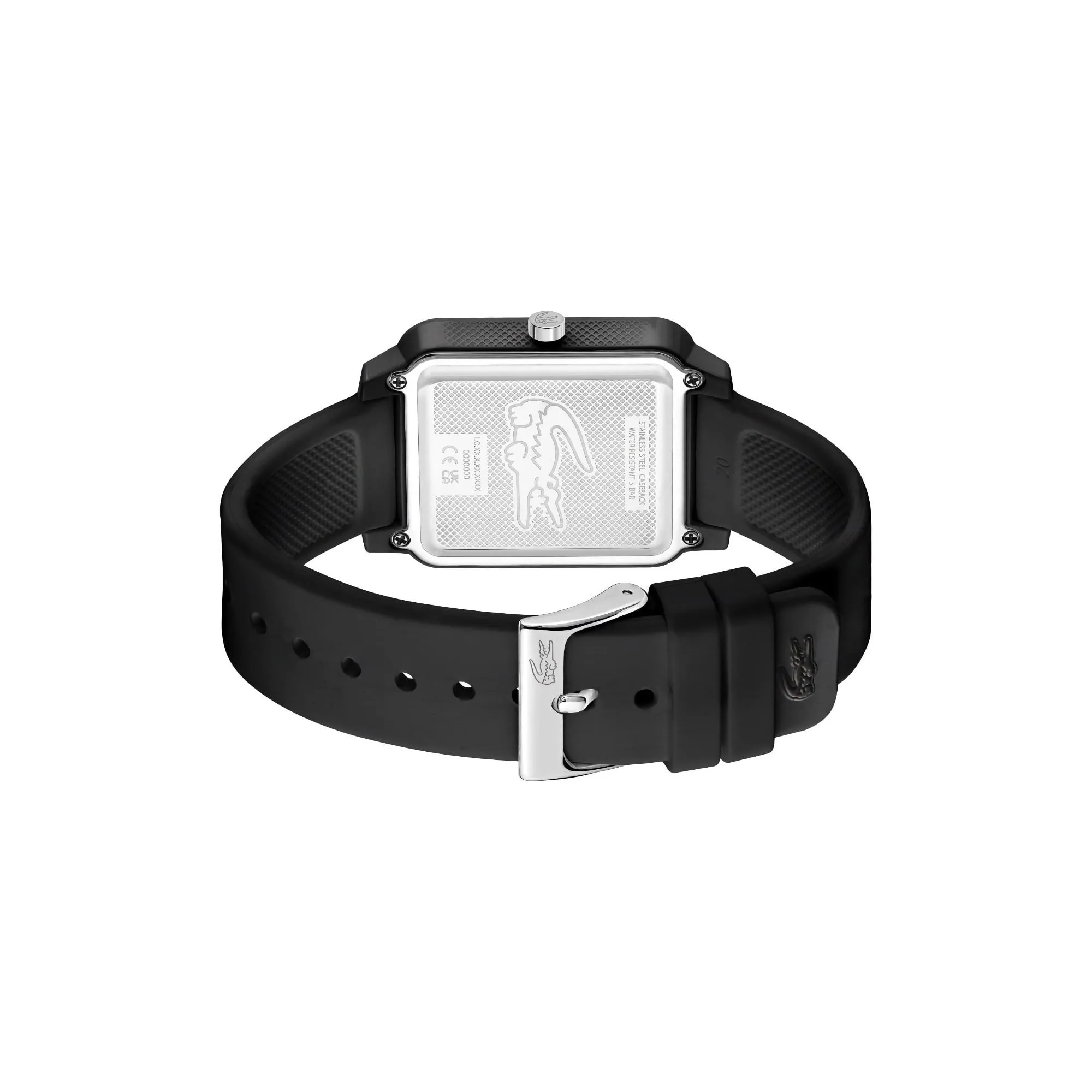 Lacoste.12.12 Studio 3 Hands Watch Black Silicone Strap