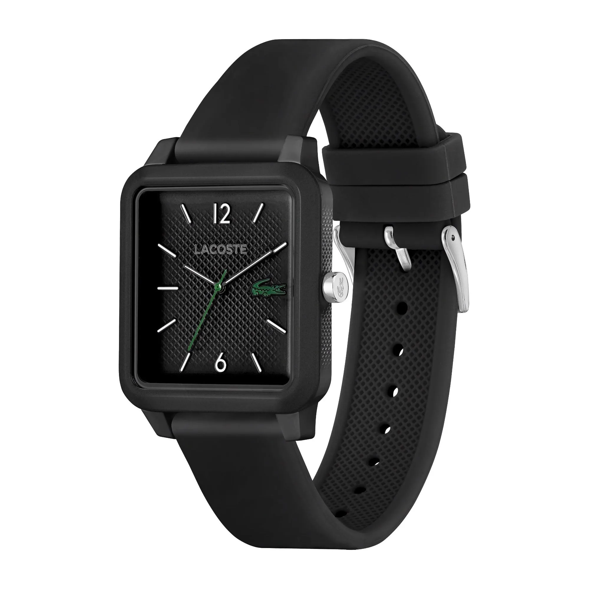 Lacoste.12.12 Studio 3 Hands Watch Black Silicone Strap