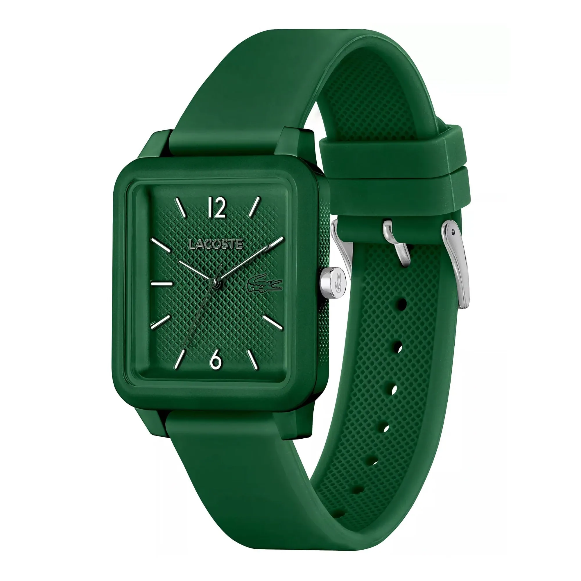 Lacoste.12.12 Studio 3 Hands Watch Green Silicone Strap