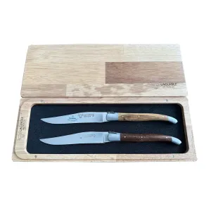 Laguiole en Aubrac Handcrafted 2-Piece Steak Knife Set with Pistachio Handles