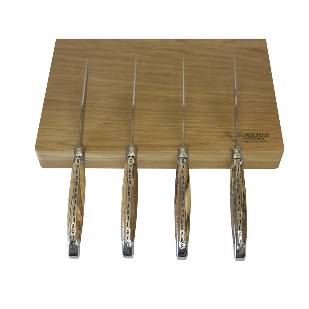 Laguiole en Aubrac Handcrafted 4-Piece Steak Knife Set with Aubrac Wood Handles