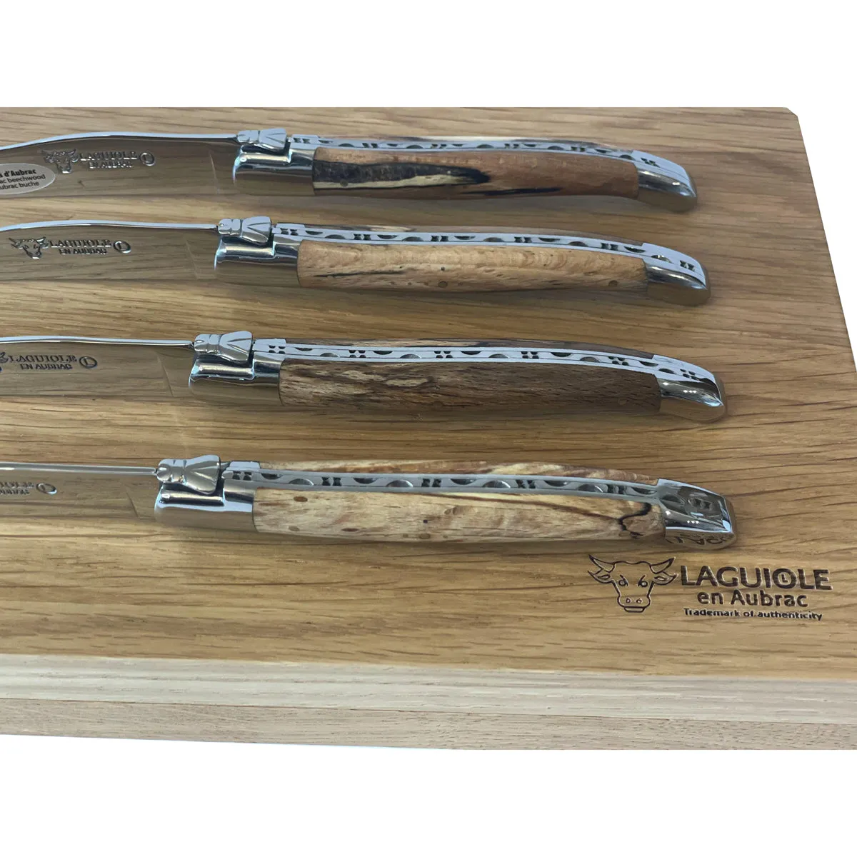 Laguiole en Aubrac Handcrafted 4-Piece Steak Knife Set with Aubrac Wood Handles