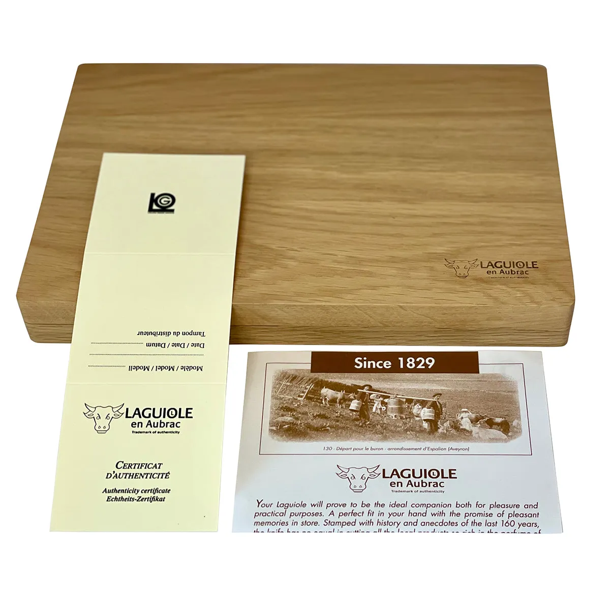 Laguiole en Aubrac Handcrafted 4-Piece Steak Knife Set with Birchwood Handles, Polished Bolster