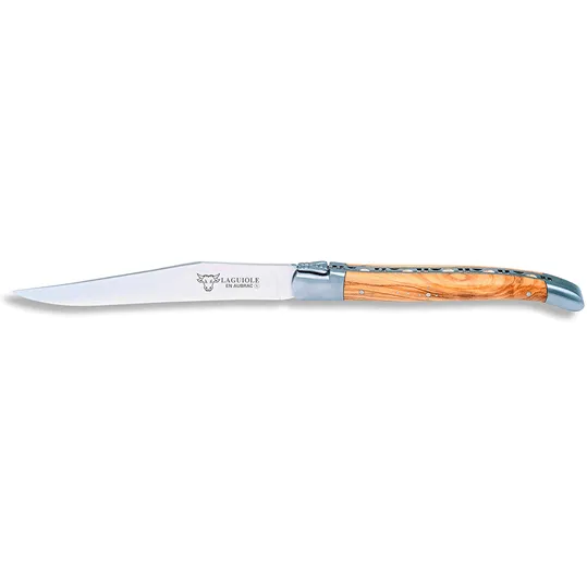 Laguiole en Aubrac Handcrafted 4-Piece Steak Knife Set with Olivewood Handles