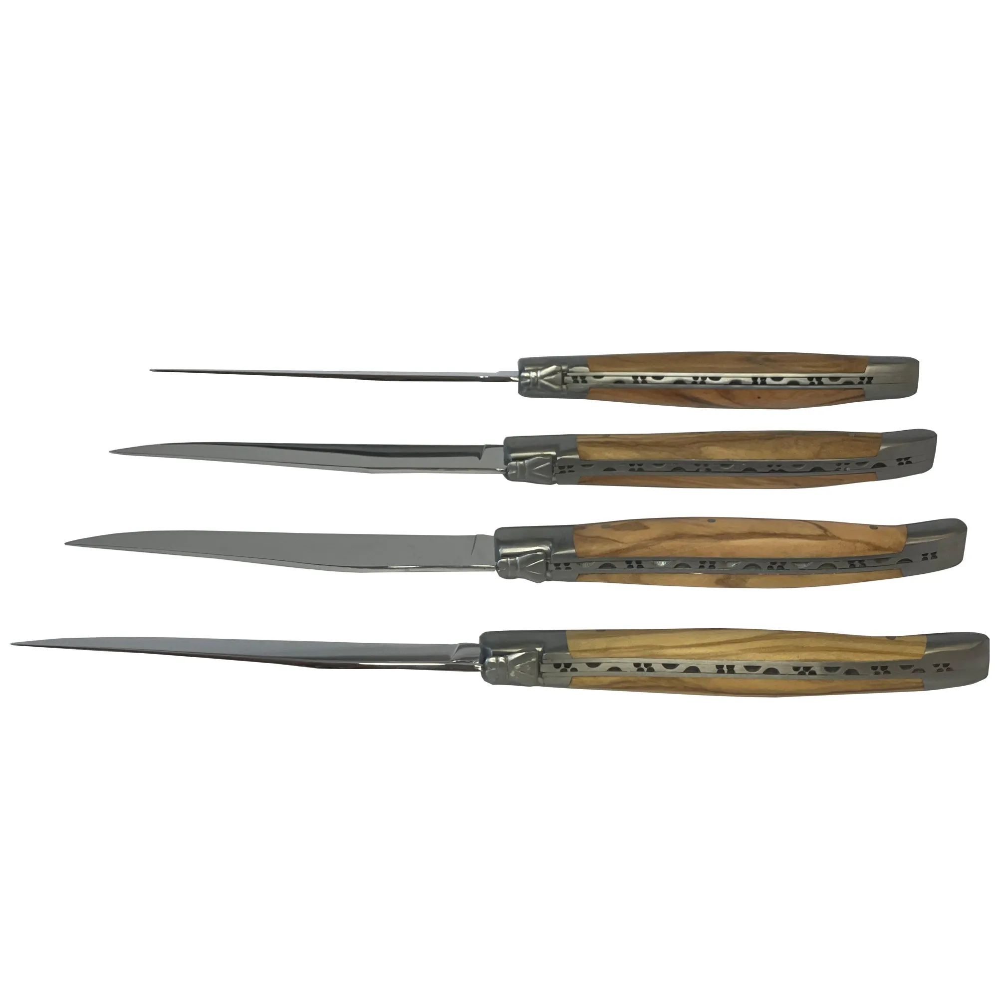 Laguiole en Aubrac Handcrafted 4-Piece Steak Knife Set with Olivewood Handles