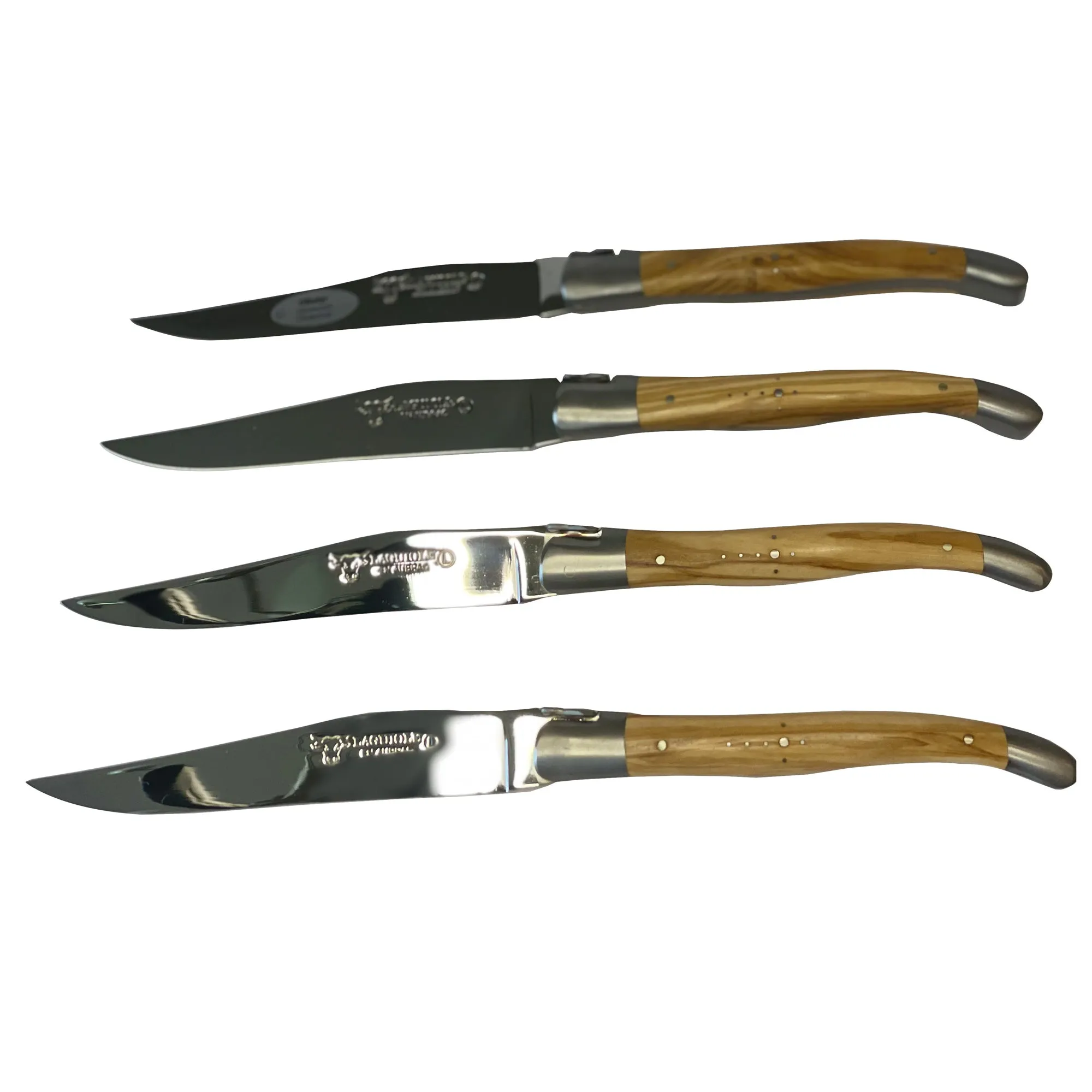 Laguiole en Aubrac Handcrafted 4-Piece Steak Knife Set with Olivewood Handles