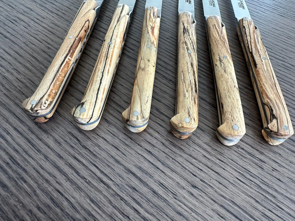 Laguiole en Aubrac Handcrafted 6-Piece Steak Knife Set with Ancestral Aubrac Wood Handles
