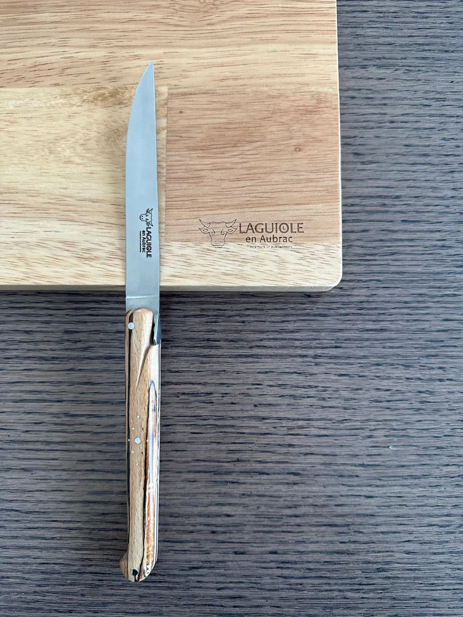 Laguiole en Aubrac Handcrafted 6-Piece Steak Knife Set with Ancestral Aubrac Wood Handles