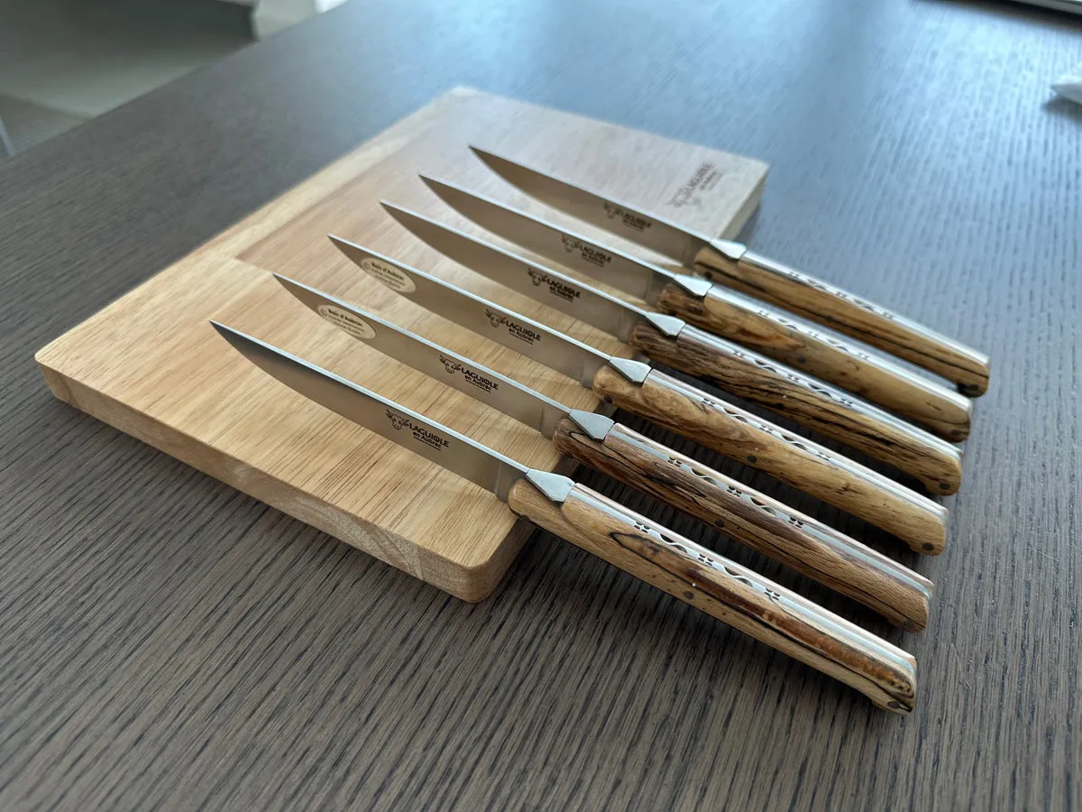 Laguiole en Aubrac Handcrafted 6-Piece Steak Knife Set with Ancestral Aubrac Wood Handles