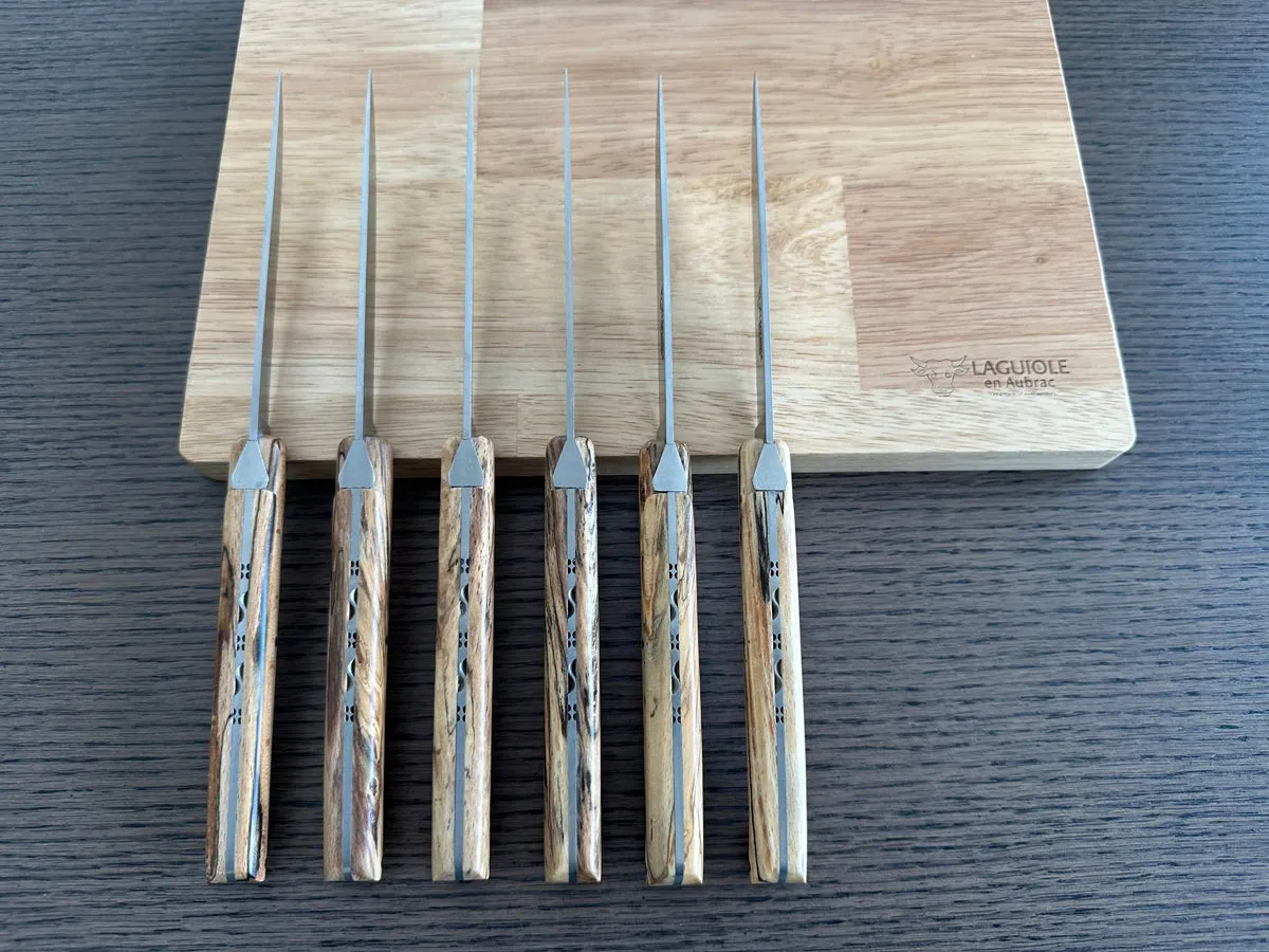 Laguiole en Aubrac Handcrafted 6-Piece Steak Knife Set with Ancestral Aubrac Wood Handles