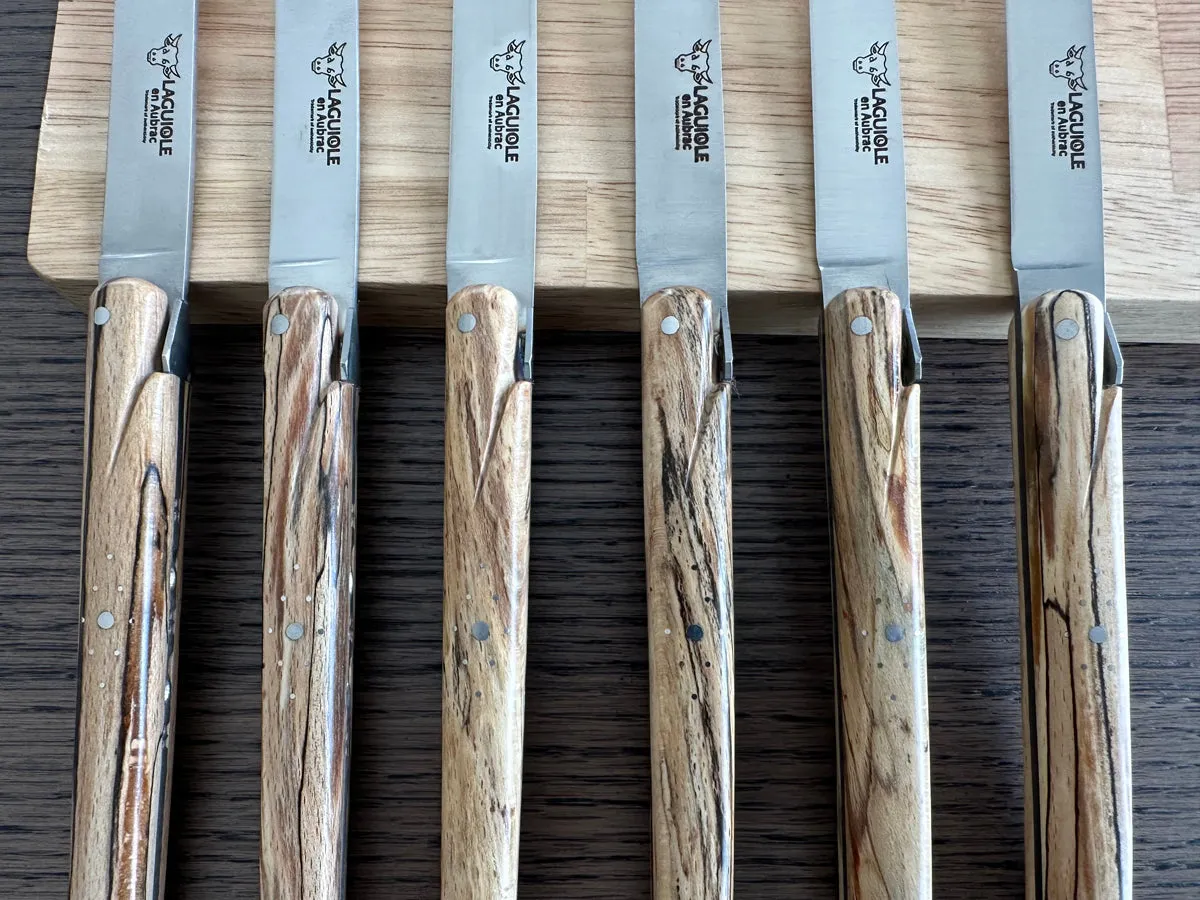 Laguiole en Aubrac Handcrafted 6-Piece Steak Knife Set with Ancestral Aubrac Wood Handles
