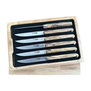 Laguiole en Aubrac Handcrafted 6-Piece Steak Knife Set with Ancestral Aubrac Wood Handles