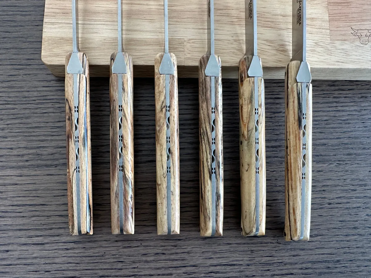 Laguiole en Aubrac Handcrafted 6-Piece Steak Knife Set with Ancestral Aubrac Wood Handles