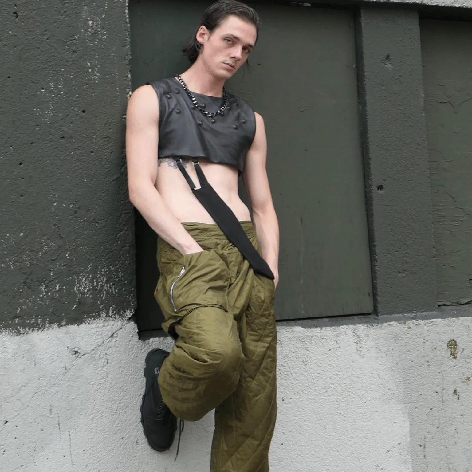 Lamb Leather Vest with Satin Sash