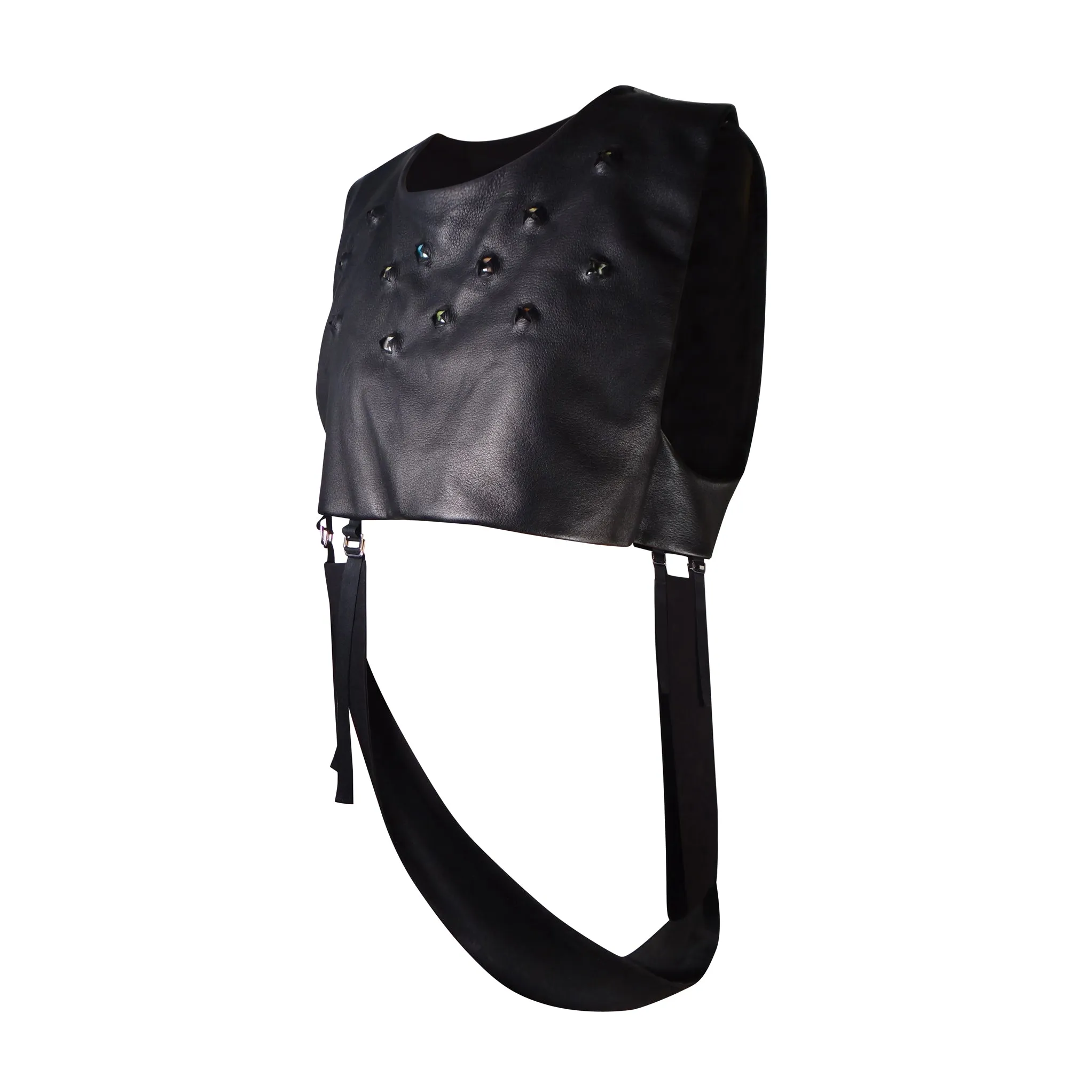 Lamb Leather Vest with Satin Sash