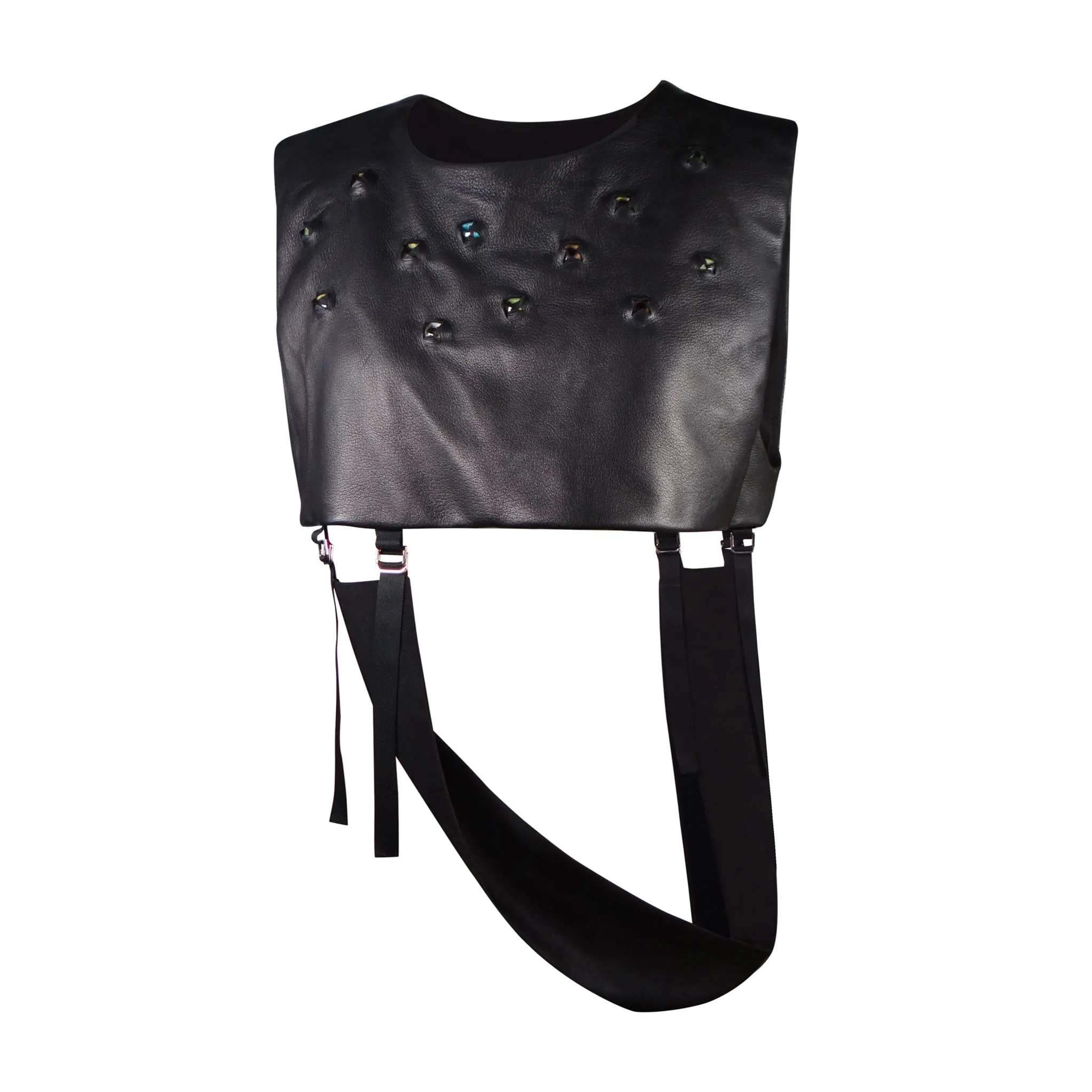 Lamb Leather Vest with Satin Sash