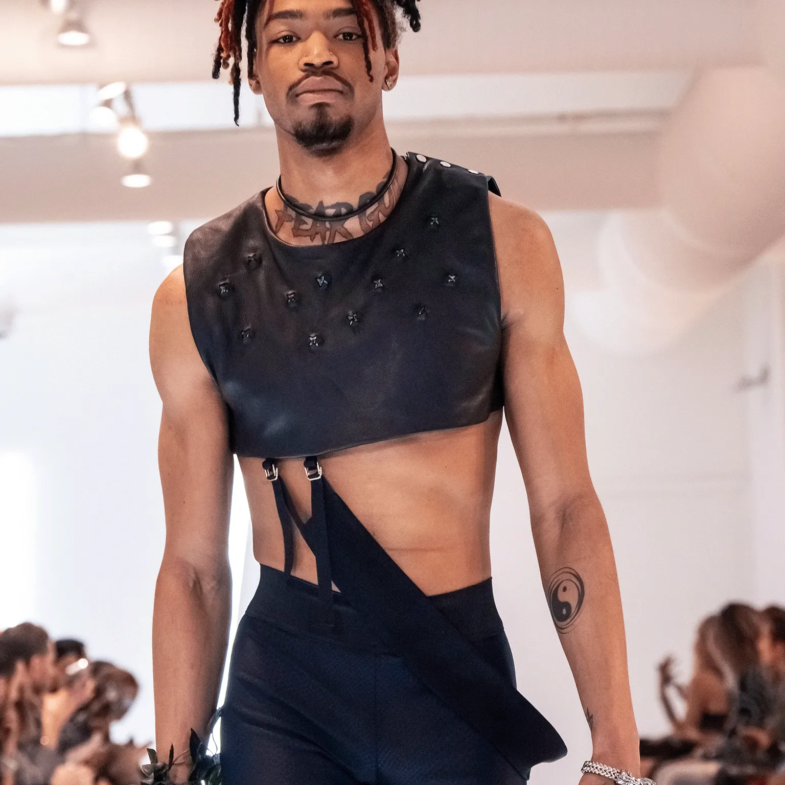 Lamb Leather Vest with Satin Sash