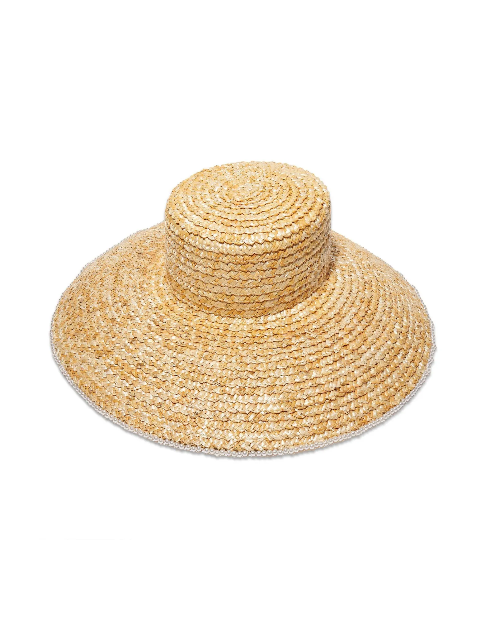 Lele Sadoughi Natural Pearl Edge Straw Hat